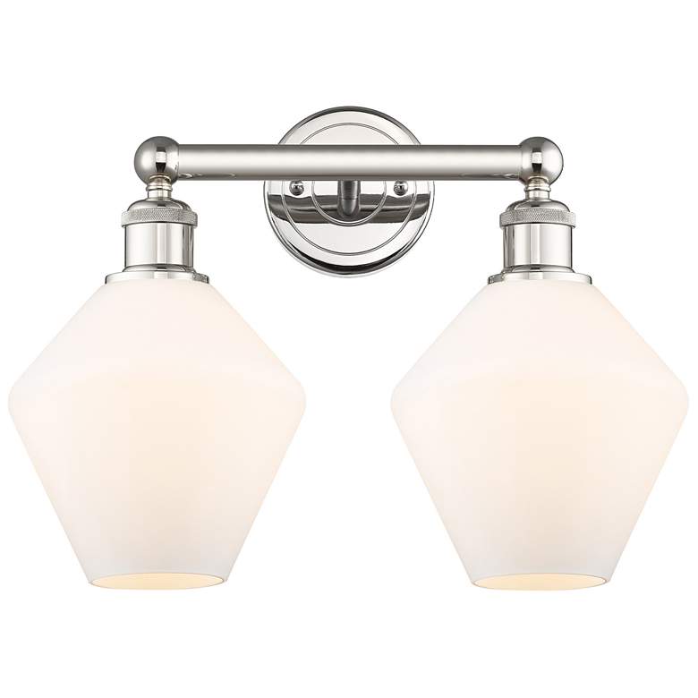 Image 1 Cindyrella 17"W 2 Light Polished Nickel Bath Light With Cased White Sh