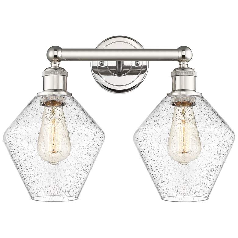 Image 1 Cindyrella 17"W 2 Light Polished Nickel Bath Vanity Light w/ Seedy Sha
