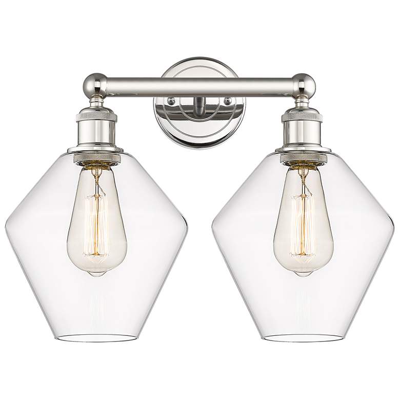 Image 1 Cindyrella 17"W 2 Light Polished Nickel Bath Vanity Light With Clear S