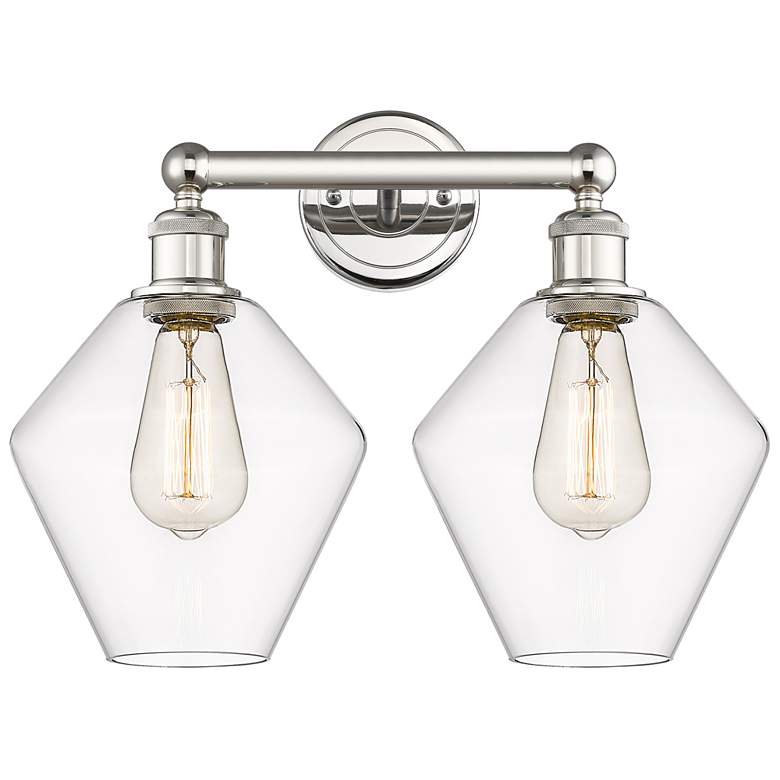 Image 1 Cindyrella 17 inchW 2 Light Polished Nickel Bath Vanity Light With Clear S