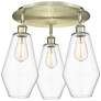 Cindyrella 18.75"W 3 Light Antique Brass Flush Mount With Clear Glass