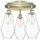 Cindyrella 18.75"W 3 Light Antique Brass Flush Mount With Clear Glass
