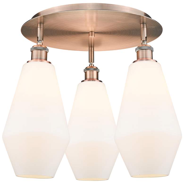 Image 1 Cindyrella 18.75"W 3 Light Antique Copper Flush Mount w/ Cased White S