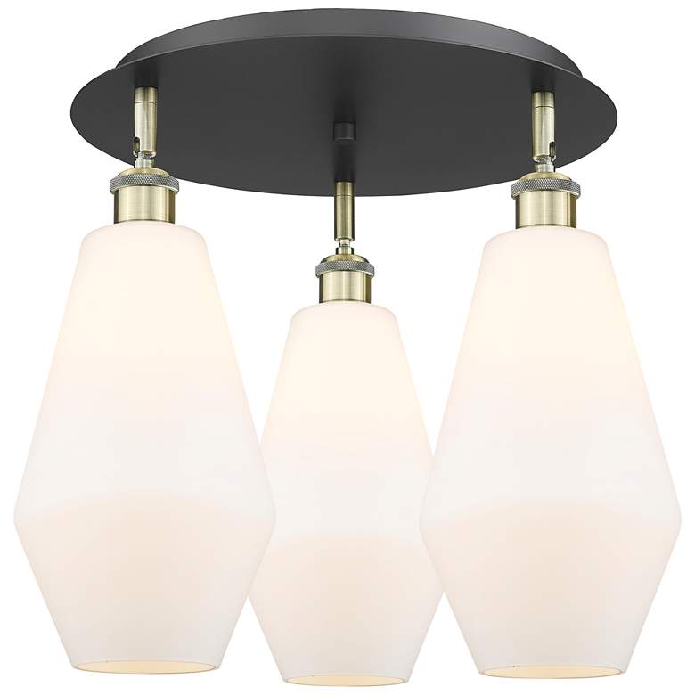 Image 1 Cindyrella 18.75"W 3 Light Black Antique Brass Flush Mount w/ White Sh