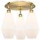 Cindyrella 18.75"W 3 Light Brushed Brass Flush Mount w/ Cased White Sh