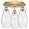 Cindyrella 18.75"W 3 Light Brushed Brass Flush Mount With Seedy Glass