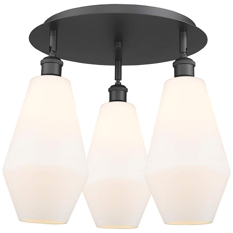 Image 1 Cindyrella 18.75"W 3 Light Matte Black Flush Mount w/ Cased White Shad