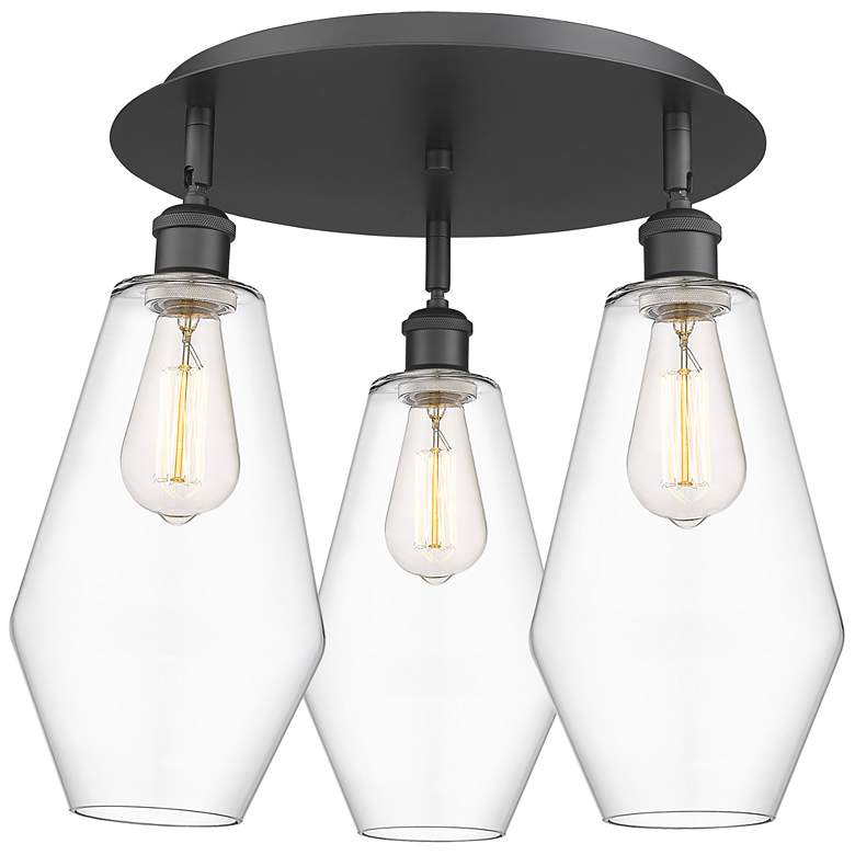 Image 1 Cindyrella 18.75"W 3 Light Matte Black Flush Mount With Clear Glass Sh