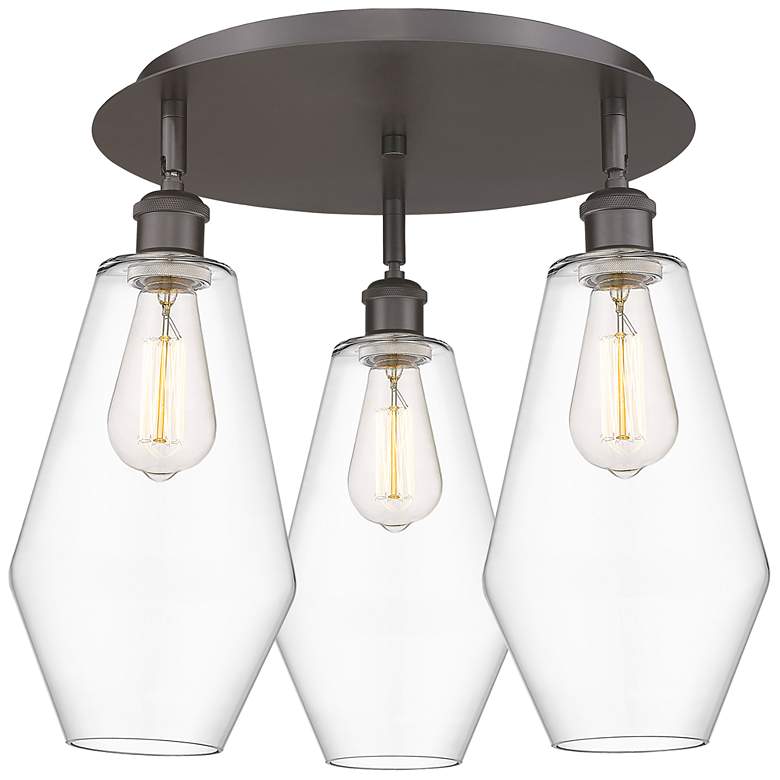 Image 1 Cindyrella 18.75"W 3 Light Oil Rubbed Bronze Flush Mount w/ Clear Shad
