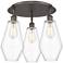 Cindyrella 18.75"W 3 Light Oil Rubbed Bronze Flush Mount w/ Clear Shad