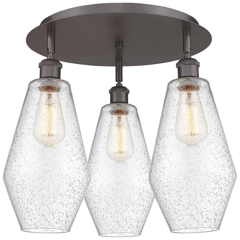 Image 1 Cindyrella 18.75"W 3 Light Oil Rubbed Bronze Flush Mount w/ Seedy Shad