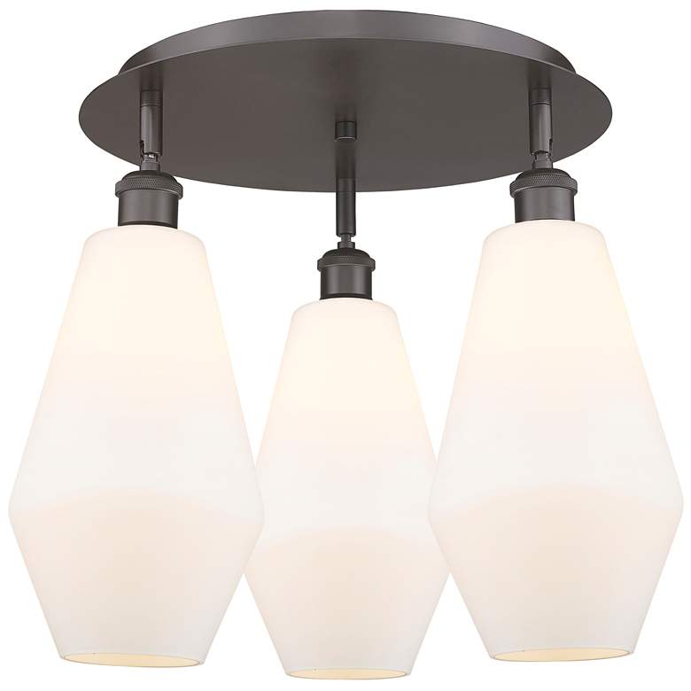 Image 1 Cindyrella 18.75"W 3 Light Oil Rubbed Bronze Flush Mount w/ White Shad