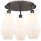 Cindyrella 18.75"W 3 Light Oil Rubbed Bronze Flush Mount w/ White Shad