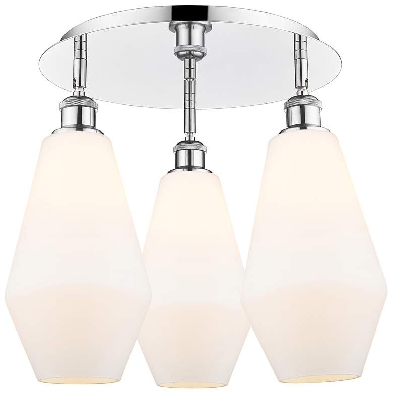 Image 1 Cindyrella 18.75"W 3 Light Polished Chrome Flush Mount w/ Cased White