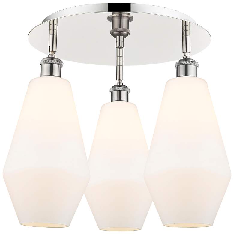 Image 1 Cindyrella 18.75"W 3 Light Polished Nickel Flush Mount w/ Cased White