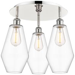 Cindyrella 18.75"W 3 Light Polished Nickel Flush Mount w/ Clear Glass