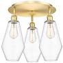 Cindyrella 18.75"W 3 Light Satin Gold Flush Mount With Clear Glass Sha