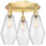 Cindyrella 18.75"W 3 Light Satin Gold Flush Mount With Seedy Glass Sha