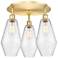 Cindyrella 18.75"W 3 Light Satin Gold Flush Mount With Seedy Glass Sha