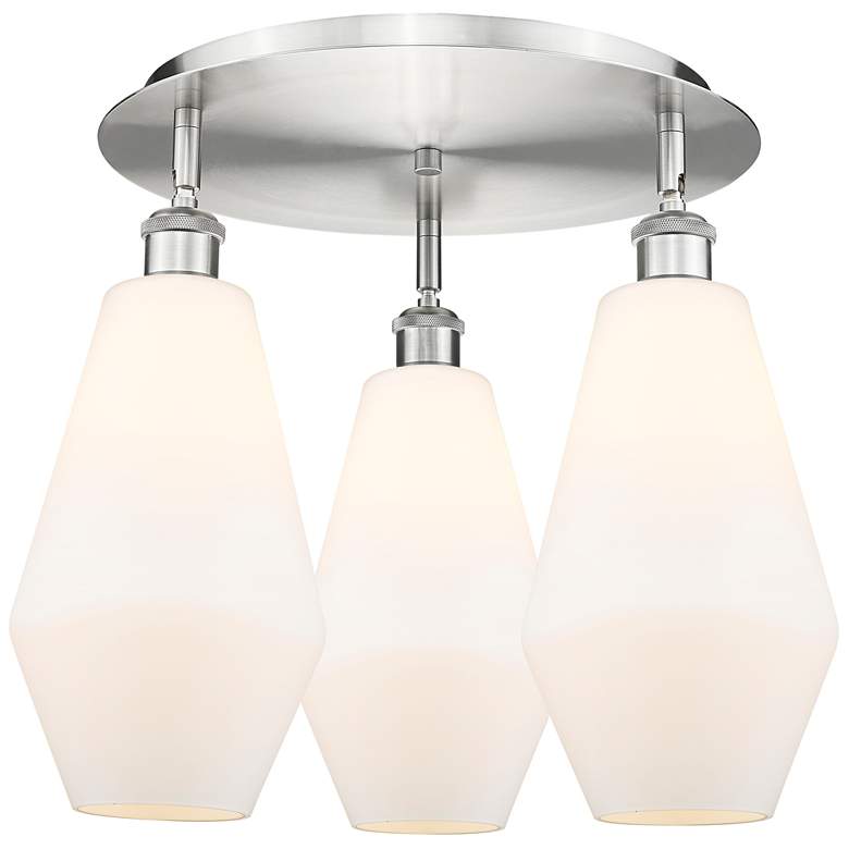 Image 1 Cindyrella 18.75"W 3 Light Satin Nickel Flush Mount w/ Cased White Sha