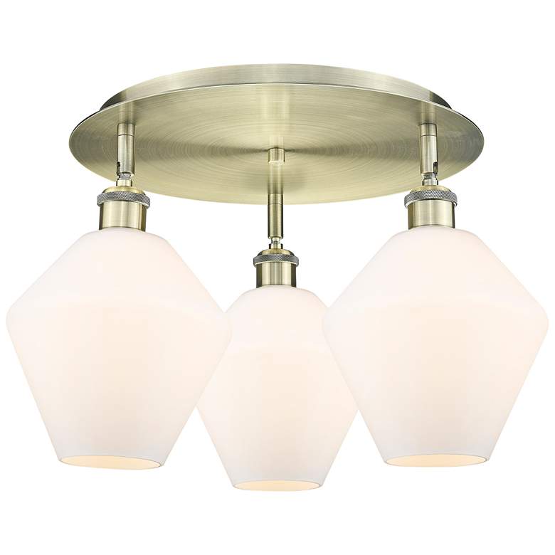 Image 1 Cindyrella 19.75"W 3 Light Antique Brass Flush Mount w/ Cased White Sh