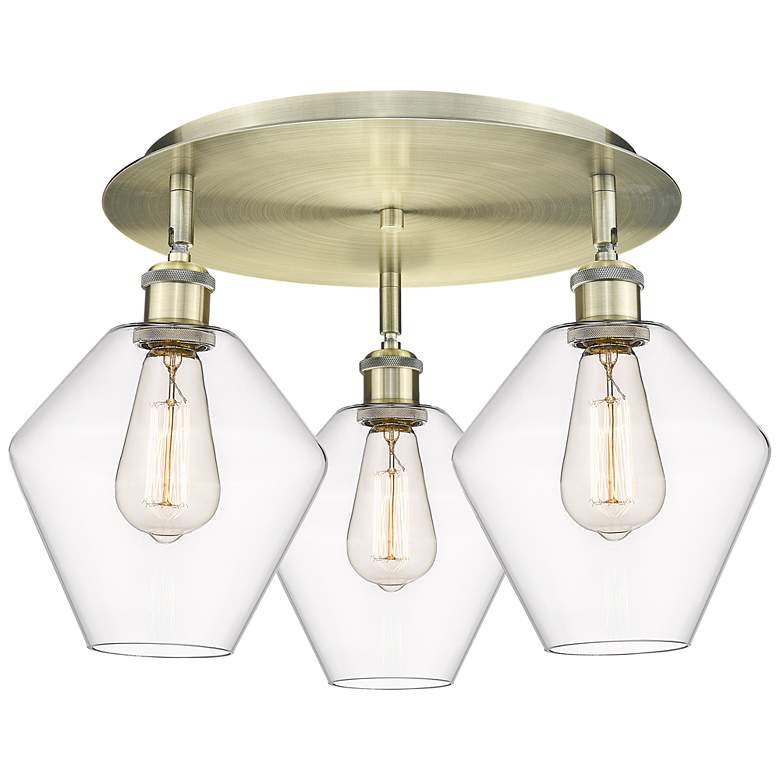 Image 1 Cindyrella 19.75"W 3 Light Antique Brass Flush Mount With Clear Glass