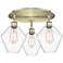 Cindyrella 19.75"W 3 Light Antique Brass Flush Mount With Clear Glass