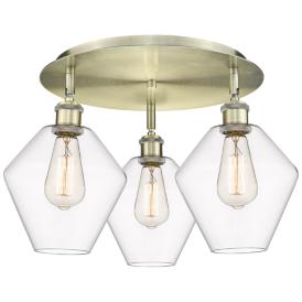 Cindyrella 19.75"W 3 Light Antique Brass Flush Mount With Clear Glass Cindyrella 19.75"W 3 Light Antique Brass Flush Mount With Clear Glass