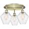 Cindyrella 19.75"W 3 Light Antique Brass Flush Mount With Seedy Glass
