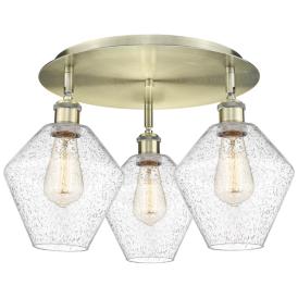 Cindyrella 19.75"W 3 Light Antique Brass Flush Mount With Seedy Glass Cindyrella 19.75"W 3 Light Antique Brass Flush Mount With Seedy Glass