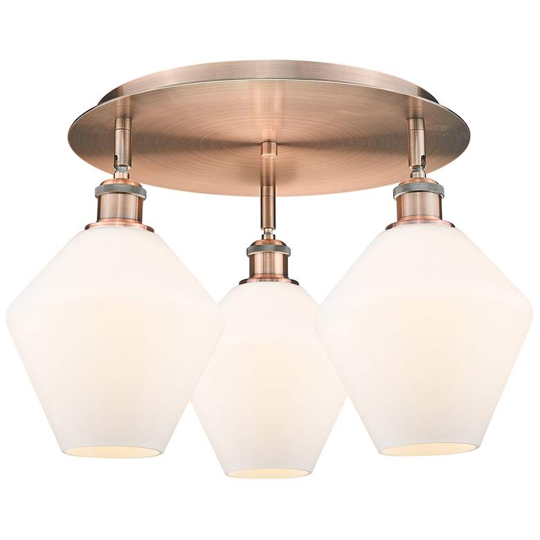 Image 1 Cindyrella 19.75"W 3 Light Antique Copper Flush Mount w/ Cased White S