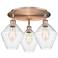 Cindyrella 19.75"W 3 Light Antique Copper Flush Mount w/ Seedy Glass S
