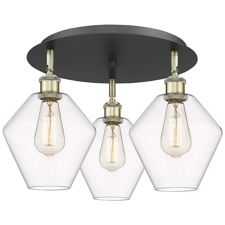 Image 1 Cindyrella 19.75"W 3 Light Black Antique Brass Flush Mount w/ Clear Sh