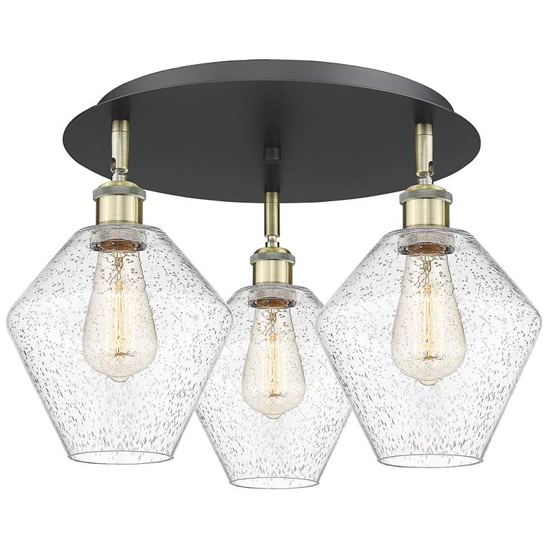 Image 1 Cindyrella 19.75"W 3 Light Black Antique Brass Flush Mount w/ Seedy Sh