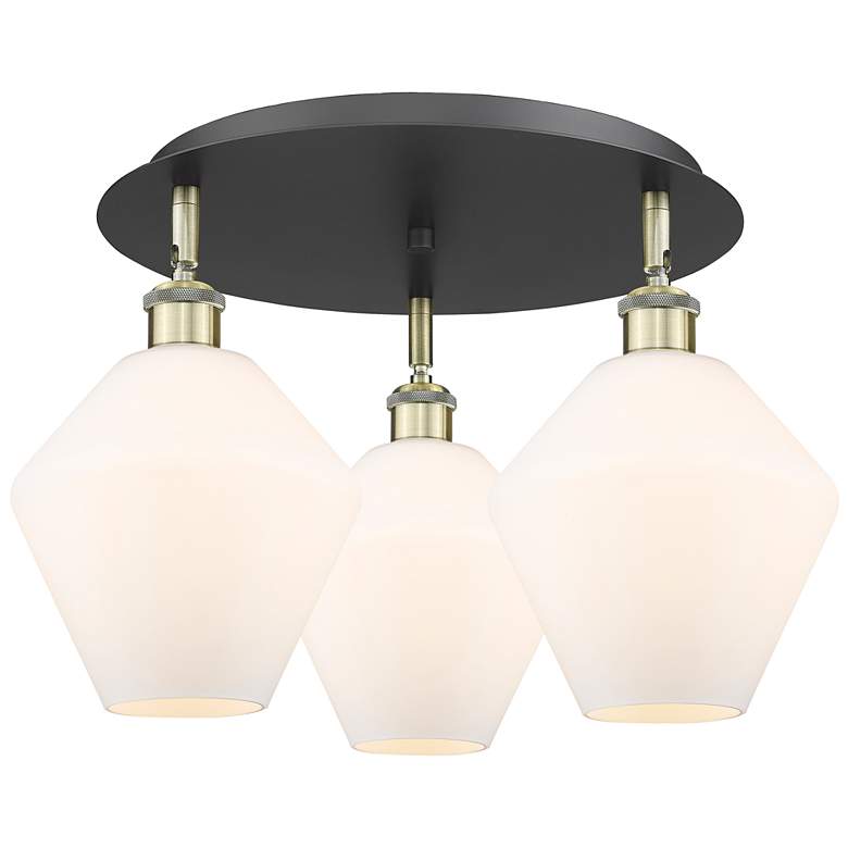 Image 1 Cindyrella 19.75"W 3 Light Black Antique Brass Flush Mount w/ White Sh