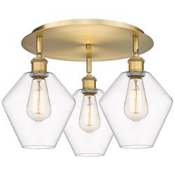 Cindyrella 19.75"W 3 Light Brushed Brass Flush Mount With Clear Glass