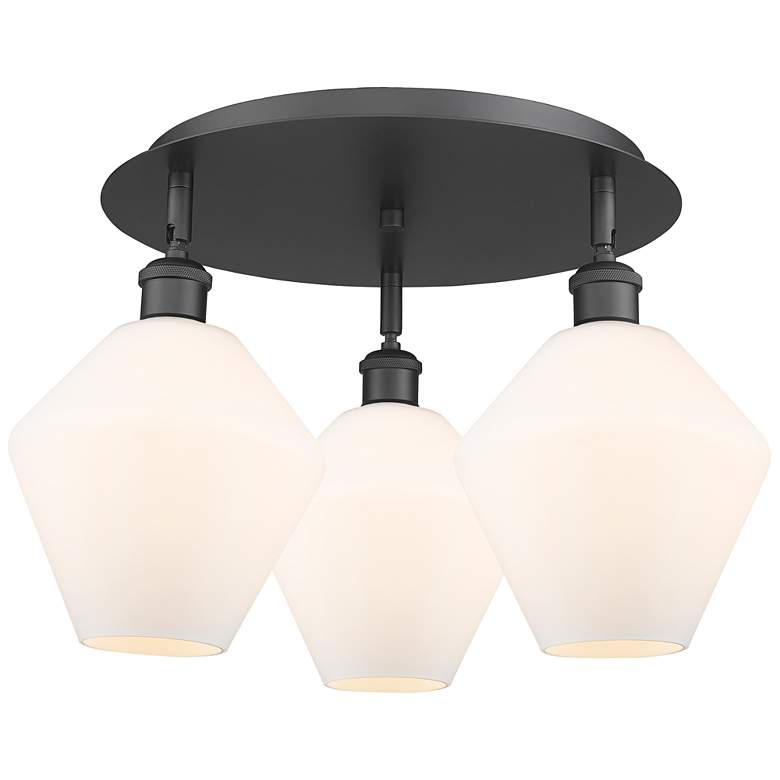 Image 1 Cindyrella 19.75"W 3 Light Matte Black Flush Mount w/ Cased White Shad
