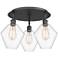 Cindyrella 19.75"W 3 Light Matte Black Flush Mount With Clear Glass Sh