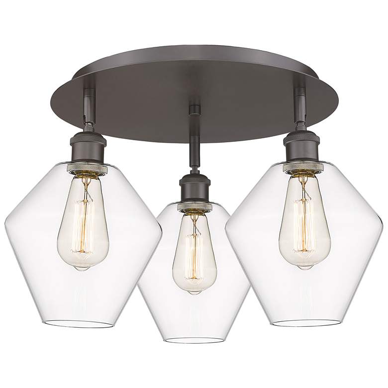 Image 1 Cindyrella 19.75"W 3 Light Oil Rubbed Bronze Flush Mount w/ Clear Shad