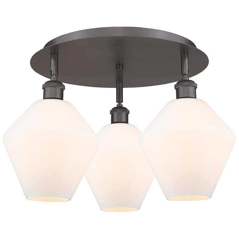 Image 1 Cindyrella 19.75"W 3 Light Oil Rubbed Bronze Flush Mount w/ White Shad