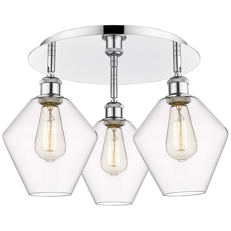 Image 1 Cindyrella 19.75"W 3 Light Polished Chrome Flush Mount w/ Clear Glass