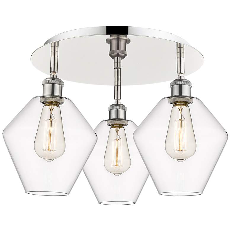 Image 1 Cindyrella 19.75"W 3 Light Polished Nickel Flush Mount w/ Clear Glass