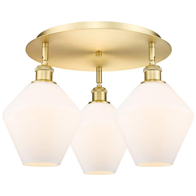 Image 1 Cindyrella 19.75"W 3 Light Satin Gold Flush Mount w/ Cased White Shade