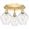 Cindyrella 19.75"W 3 Light Satin Gold Flush Mount With Seedy Glass Sha
