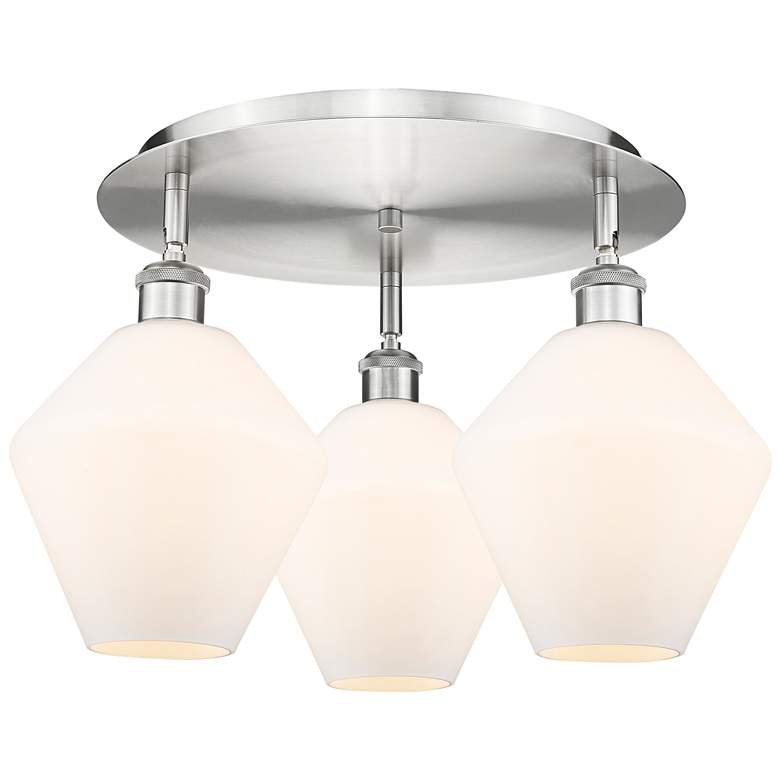 Image 1 Cindyrella 19.75"W 3 Light Satin Nickel Flush Mount w/ Cased White Sha