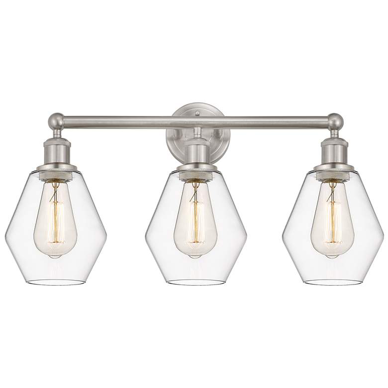 Image 1 Cindyrella 24" 3-Light Brushed Satin Nickel Bath Light w/ Clear Shade