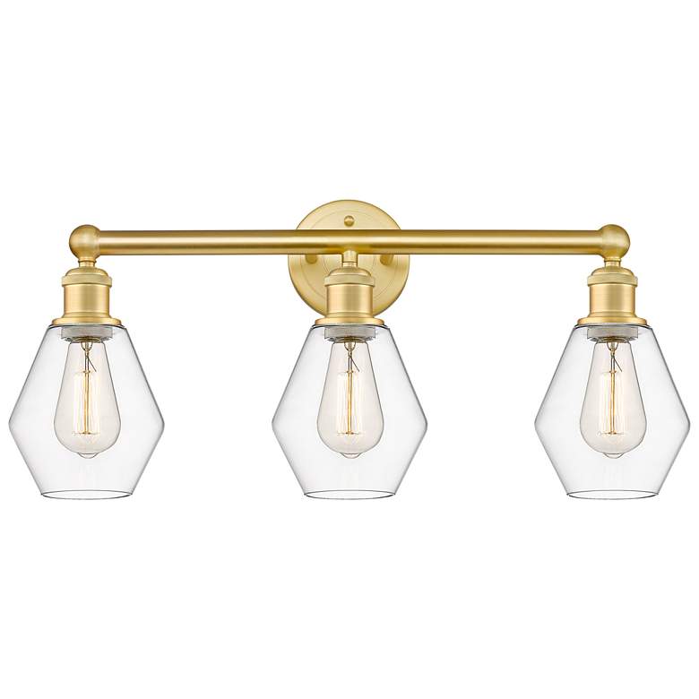 Image 1 Cindyrella 24" Wide 3 Light Satin Gold Bath Vanity Light With Clear Sh