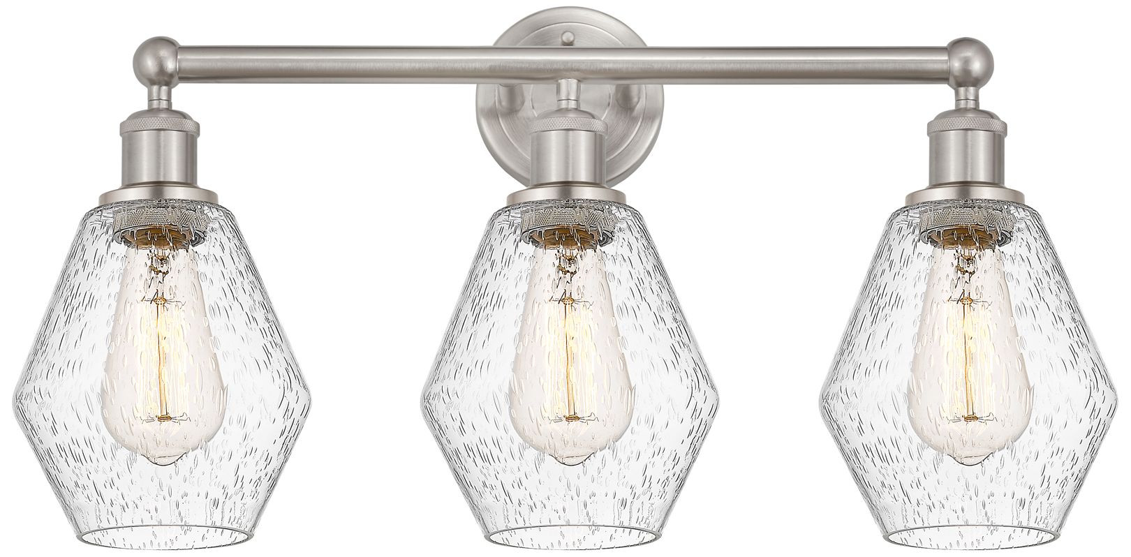 Cindyrella 24" Wide Nickel 3-Light Bath Light w/ Seedy Glass