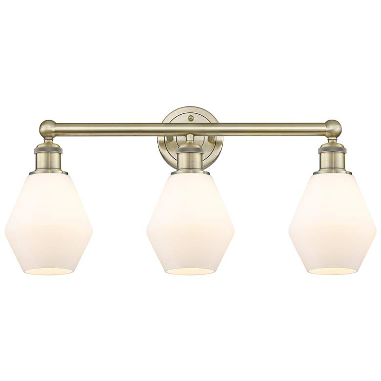 Image 1 Cindyrella 24"W 3 Light Antique Brass Bath Light With Cased White Shad