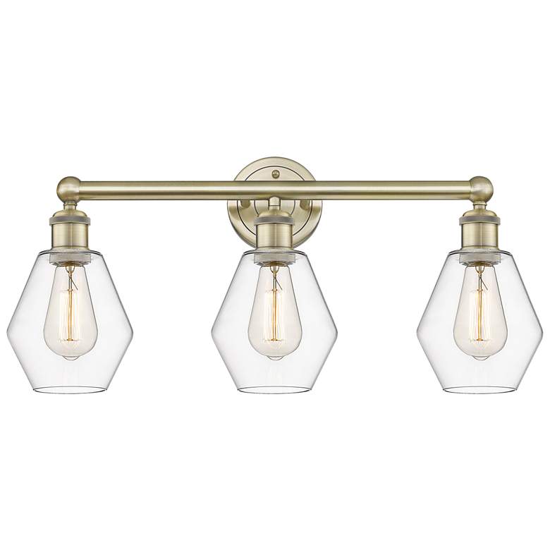 Image 1 Cindyrella 24"W 3 Light Antique Brass Bath Vanity Light With Clear Sha